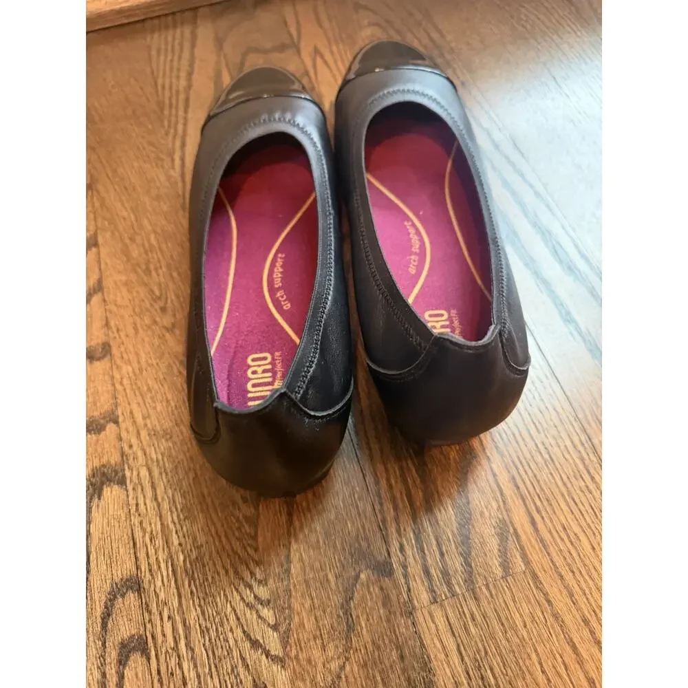 Munro Mila Ballet Flats Black Leather Women's Sz 11M NEW $215